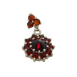 Sterling Silver Multi-Stone Garnet Cluster Drop Pendant Contemporary c1990s
