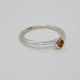 Sterling Silver Topaz Solitaire Stacking Band Ring Vintage c1970 Size L 1/2