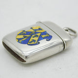 Victorian Sterling Silver Enamel Trinity College, Oxford Vesta Case Antique 1893