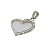 Sterling Silver Paste Set Heart Drop Charm Pendant Vintage c1970s