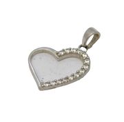 Sterling Silver Paste Set Heart Drop Charm Pendant Vintage c1970s