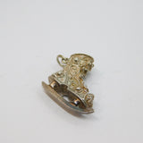 Sterling Silver Patterned Ice Skating Boot Charm Pendant Vintage c1970