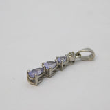 Sterling Silver Tanzanite & Spinel Set Drop Charm Pendant Vintage c1970s