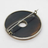 Victorian Scottish Sterling Silver & Banded Agate Target Brooch Antique c1860s