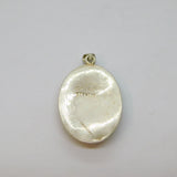 Sterling Silver Mosaic Style Opal Set Oval Patterned Charm Pendant Vintage c1970