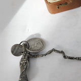 Victorian Sterling Silver Religious Charm with Quarter Farthing & Coin c1860
