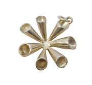 Sterling Silver Studio Jewellery Flower Charm Pendant Vintage c1970s