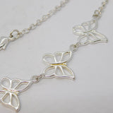 Sterling Silver Cable Link Butterfly Dress Necklace Vintage c2000