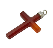 Victorian Sterling Silver Mounted Red Agate Cross Pendant Antique c1880s