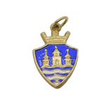 Sterling Silver Gilt & Enamel Shield Form Crested Charm Pendant Antique c1930