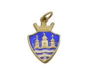 Sterling Silver Gilt & Enamel Shield Form Crested Charm Pendant Antique c1930
