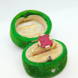 9ct Yellow Gold & 2ct Synthetic Ruby Dress Ring Antique c1920 Art Deco