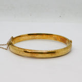 Gold On Sterling Silver Floral Pattern Bangle Bracelet Modern 1989 Birmingham