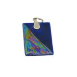Sterling Silver Two-Tone Metallic Resin Rectangle Studio Pendant Modern c1990s