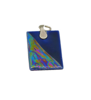 Sterling Silver Two-Tone Metallic Resin Rectangle Studio Pendant Modern c1990s