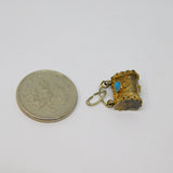 Sterling Silver Gilt & Enamel Purse Handbag Charm Pendant Antique c1920