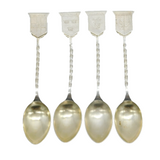 Victorian Set of Sterling Silver Four Provinces of Ireland Spoons Antique 1899