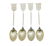 Victorian Set of Sterling Silver Four Provinces of Ireland Spoons Antique 1899