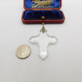Sterling Silver Clear Glass Crucifix Cross Charm Pendant Vintage c1970