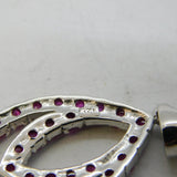 Sterling Silver & Natural Ruby Set Drop Pendant Vintage c1990s