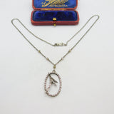 Sterling Silver Sweetheart Wheat Sheaf Pendant Necklace Antique c1920 Art Deco