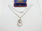 Sterling Silver Sweetheart Wheat Sheaf Pendant Necklace Antique c1920 Art Deco