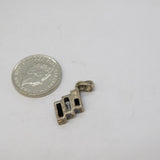 Sterling Silver Sapphire & Paste Set Drop Charm Pendant Vintage c1970