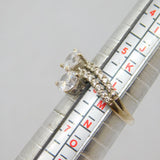 Sterling Silver Multi-Stone Crystal Set Crossover Ring Modern c1990 Size L 1/2