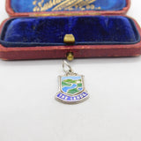 Sterling Silver & Enamel 'The Lakes' Shield Charm Pendant Vintage c1970