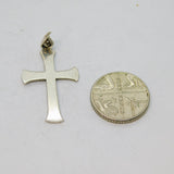 Sterling Silver Matte Textured Patterned Cross Charm Pendant Vintage c1970