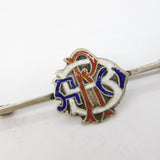 Sterling Silver Colourful Enamel Monogram Brooch Pin Antique c1920 Art Deco