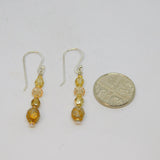 Pair of Sterling Silver Gold Tone Glass Beads Drop Earrings Contemporary c2010
