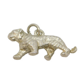 Sterling Silver Textured Tiger Charm Pendant Vintage c1970