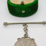 King George IV Silver Plated Three Pence Coin Drop Brooch Antique 1937