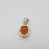 Sterling Silver Carnelian Cabochon Oval Drop Pendant Vintage c1970