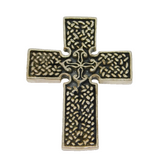 Sterling Silver Textured Patterned Cross Charm Pendant Vintage c1970