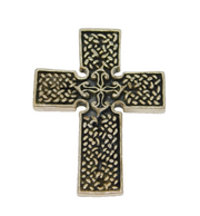 Sterling Silver Textured Patterned Cross Charm Pendant Vintage c1970