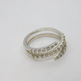 Sterling Silver Multi-Stone Diamond Wrap Around Dress Ring Vintage c1990 Size S