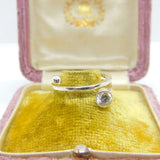 Sterling Silver Wrap Ring With Diamond Paste Vintage c1970 Size N