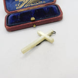 Sterling Silver Mounted Mother of Pearl Corpus Christi Pendant c1930 Antique