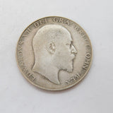 King Edward VII .925 Silver Half Crown Coin Antique 1908 Fine Condition