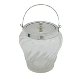 Victorian Sterling Silver Mounted Fluted Glass Biscuit Barrel Antique 1897