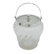 Victorian Sterling Silver Mounted Fluted Glass Biscuit Barrel Antique 1897