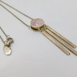 Sterling Silver Celtic Nouveau Style Pink Shell Pendant Necklace Modern c2000