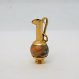 Victorian 9ct Gold, Goldstone & Millefiori Glass Wine Ewer Pendant Antique