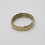 Sterling Silver Star Patterned Florin Coin Band Ring Antique c1940 Size S 1/2