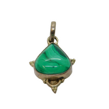 Sterling Silver Malachite Peardrop Studio Pendant Contemporary c1990s