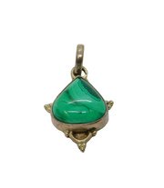 Sterling Silver Malachite Peardrop Studio Pendant Contemporary c1990s