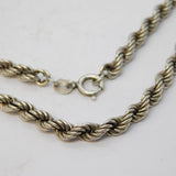 Sterling Silver Essential Rope Chain Necklace Vintage c1970 46cm Length