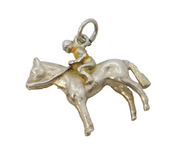 Sterling Silver Horse Racing Jockey Charm Pendant Vintage c1970